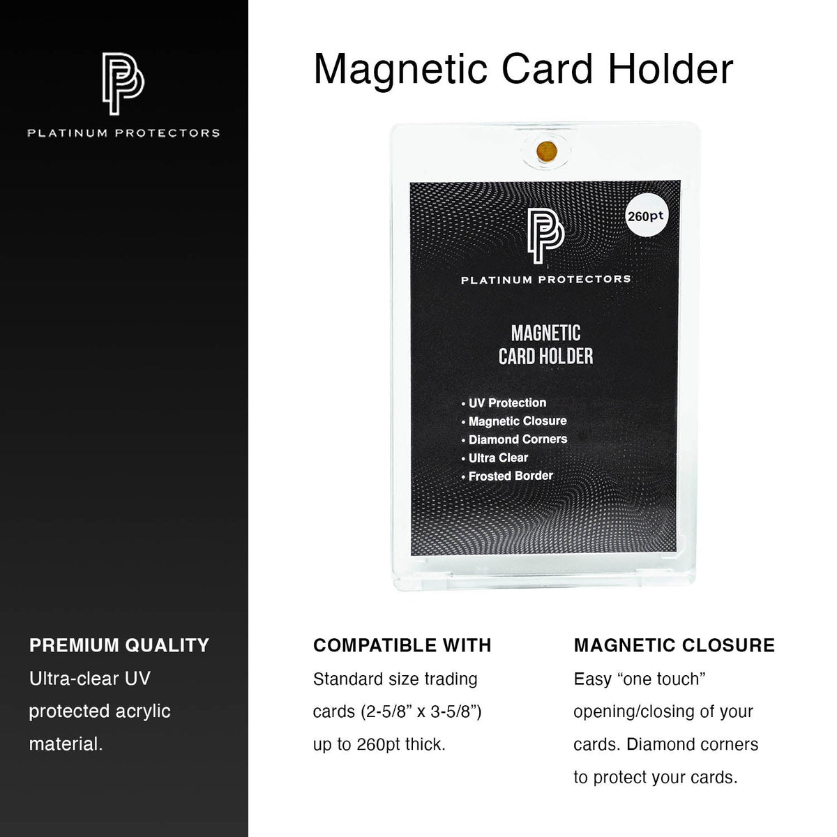 Platinum Protectors Magnetic Card Holders for Trading Cards - 260 pt
