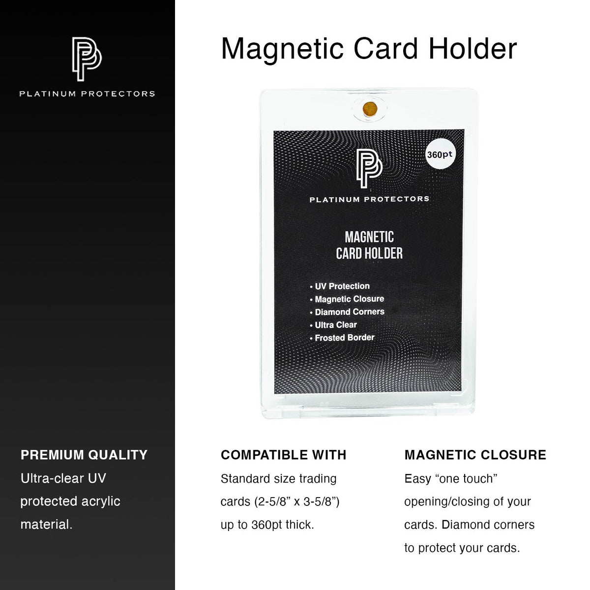 Platinum Protectors Magnetic Card Holders for Trading Cards - 360 pt
