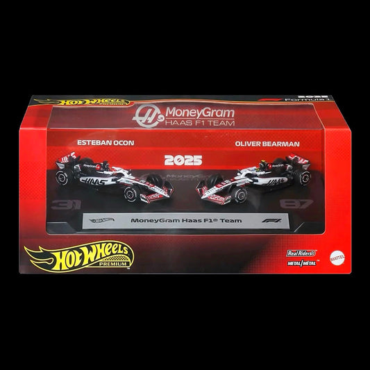 Hot Wheels Premium Formula One MoneyGram Haas Team - Esteban Ocon & Oliver Bearman - 2 Pack Diecast Set (Pre-Order)