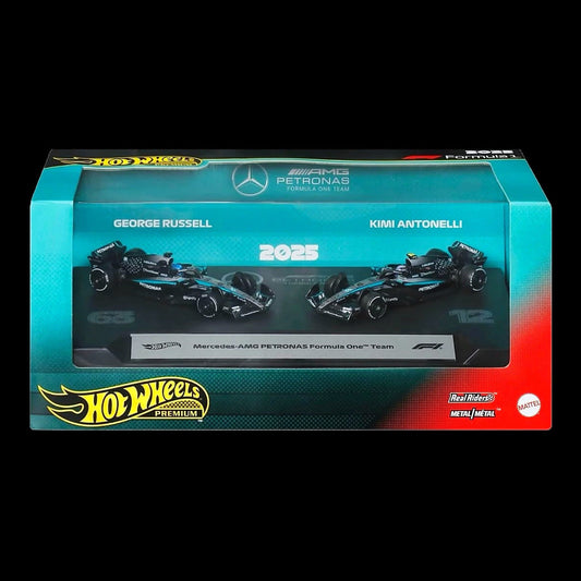 Hot Wheels Premium Formula One Mercedes-AMG PETRONAS Team - George Russell & Kimi Antonelli - 2 Pack Diecast Set (Pre-Order)