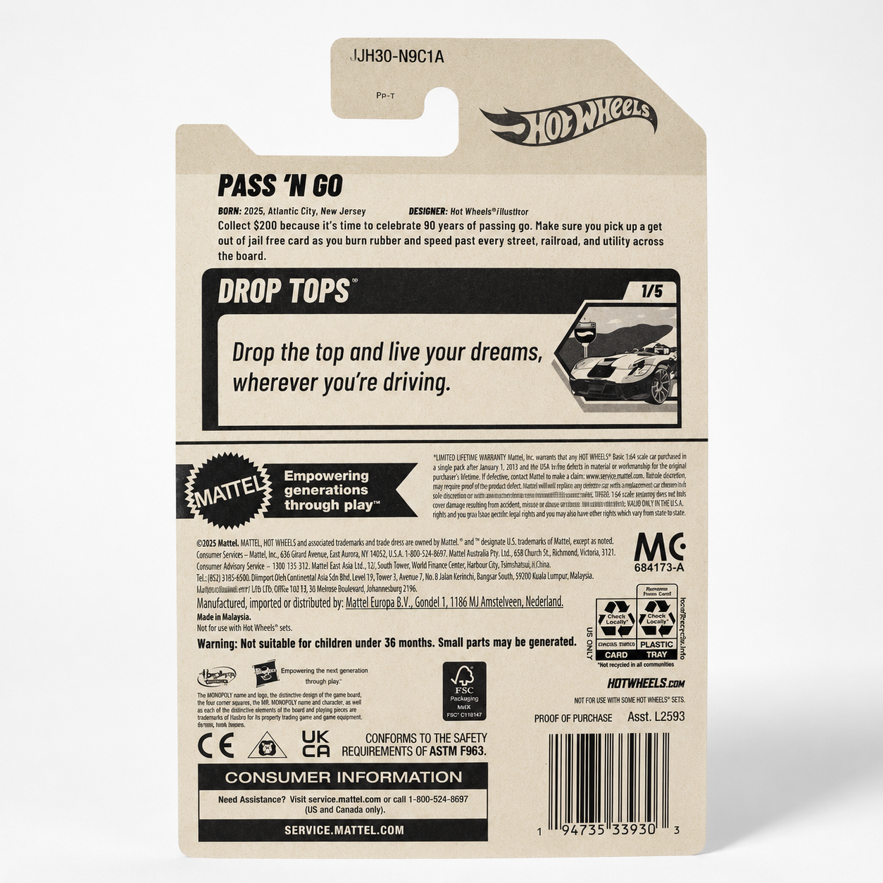 Hot Wheels Pass ’N Go 2026 | Drop Tops Series 1/5 - 5/250
