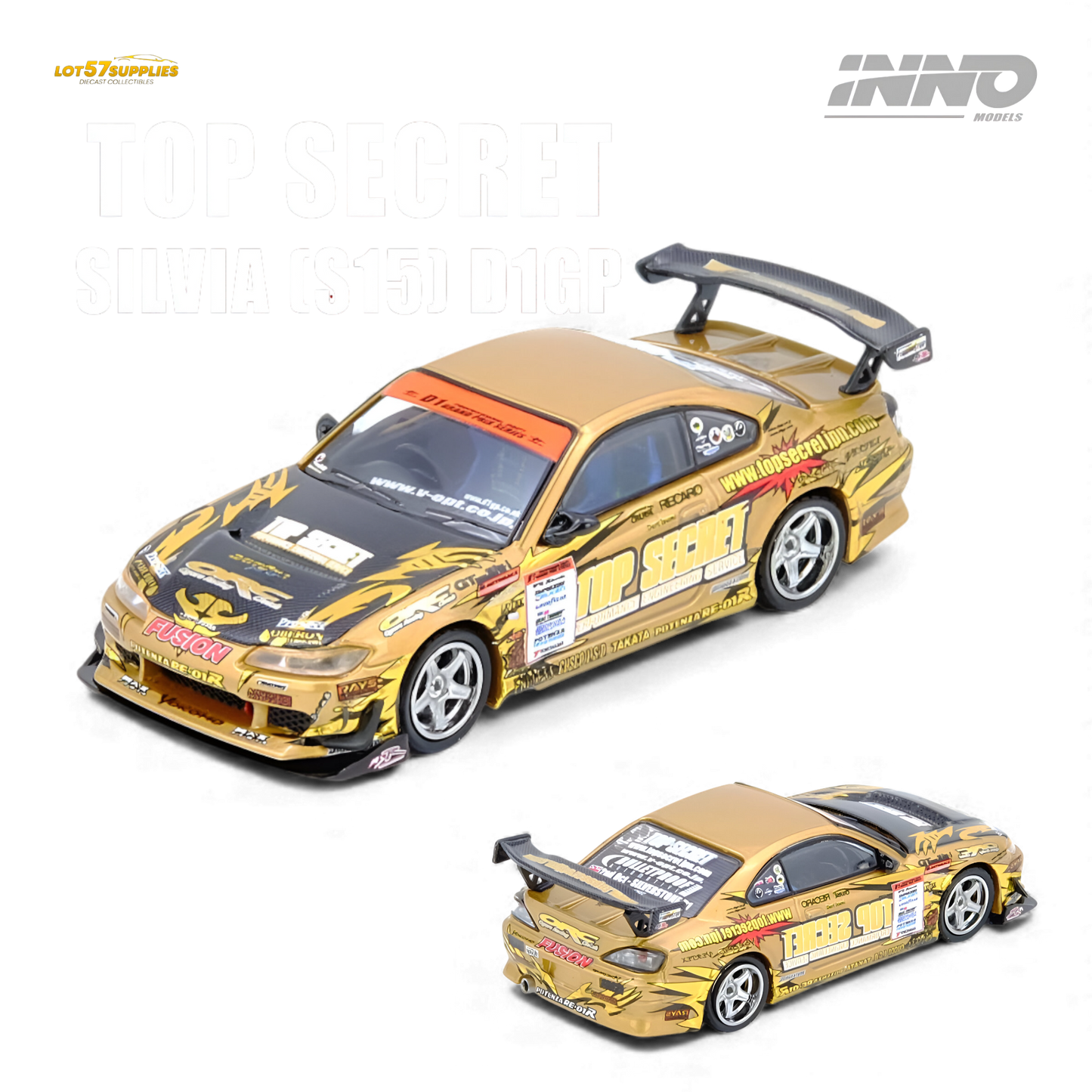 (Pre-Order) INNO64 Top Secret Silvia S15 D1GP 2004 Gold 1:64