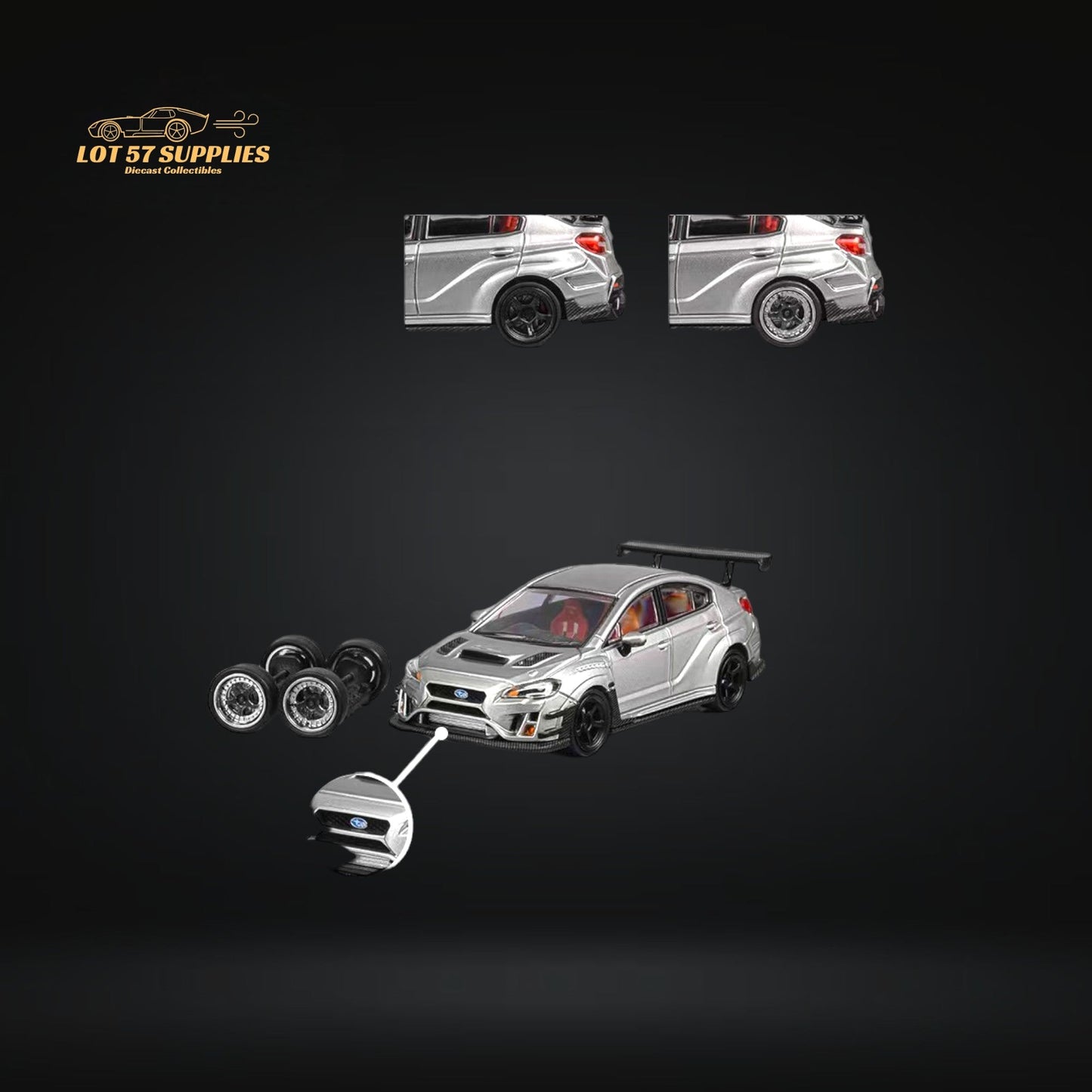 CM Model Subaru WRX STI Varis Widebody Silver 1:64