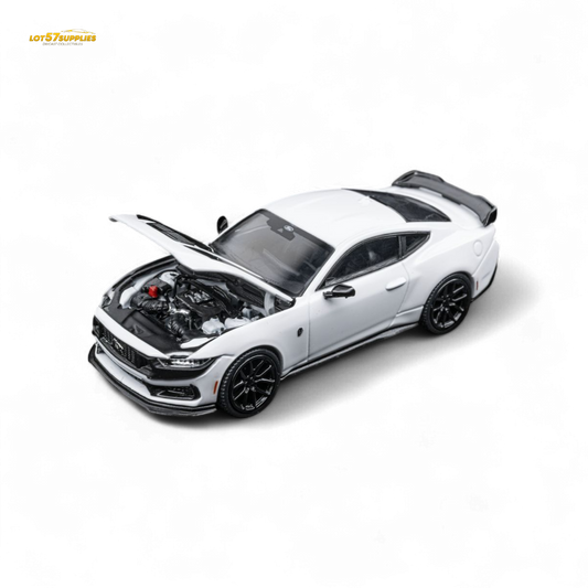 DCM Mustang Dark Horse - Crystal White - Black Wheels 1:64
