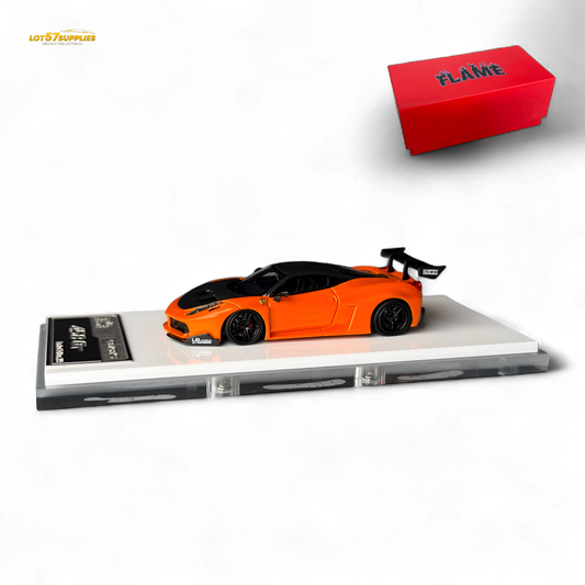 Flame Ferrari 458 LB Wide-Body Pearl Orange 1:64