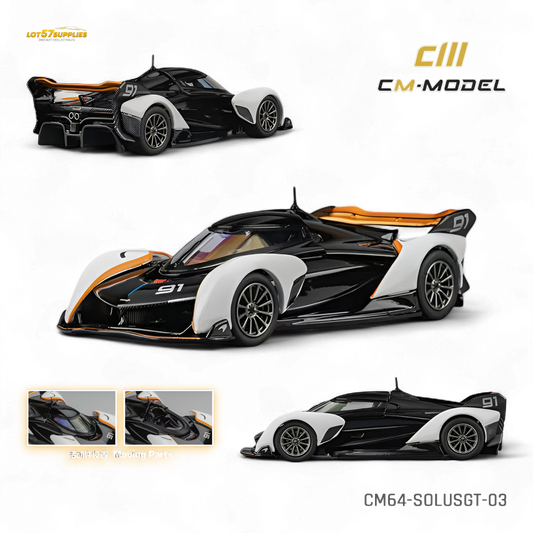 (Pre-Order) CM Model McLaren Solus GT Black White 1:64