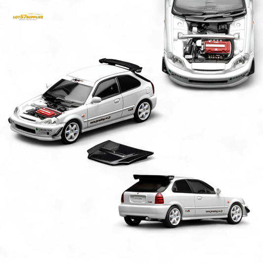(Pre-Order) Motorhelix Honda Civic Type R EK9 J's Racing Livery White 1:64