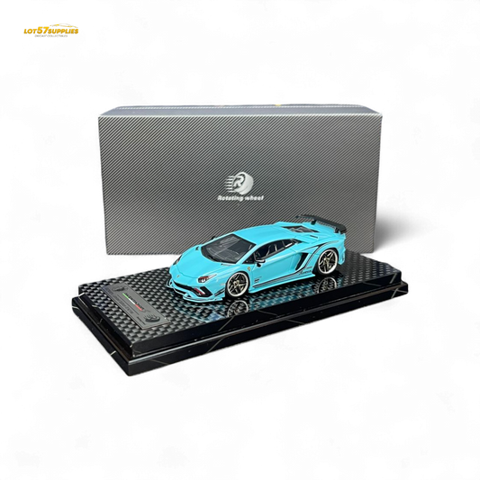 Rotating Wheel Lamborghini Aventador S Pearl Blue 1:64