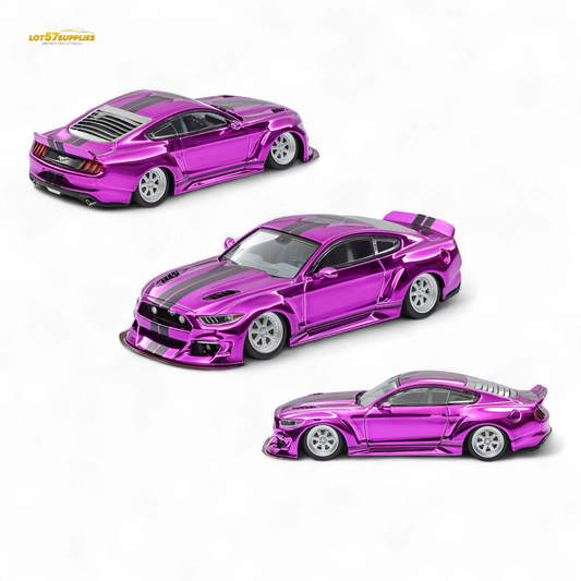 Liberty 64 Mustang Widebody Kit Chrome Purple 1:64