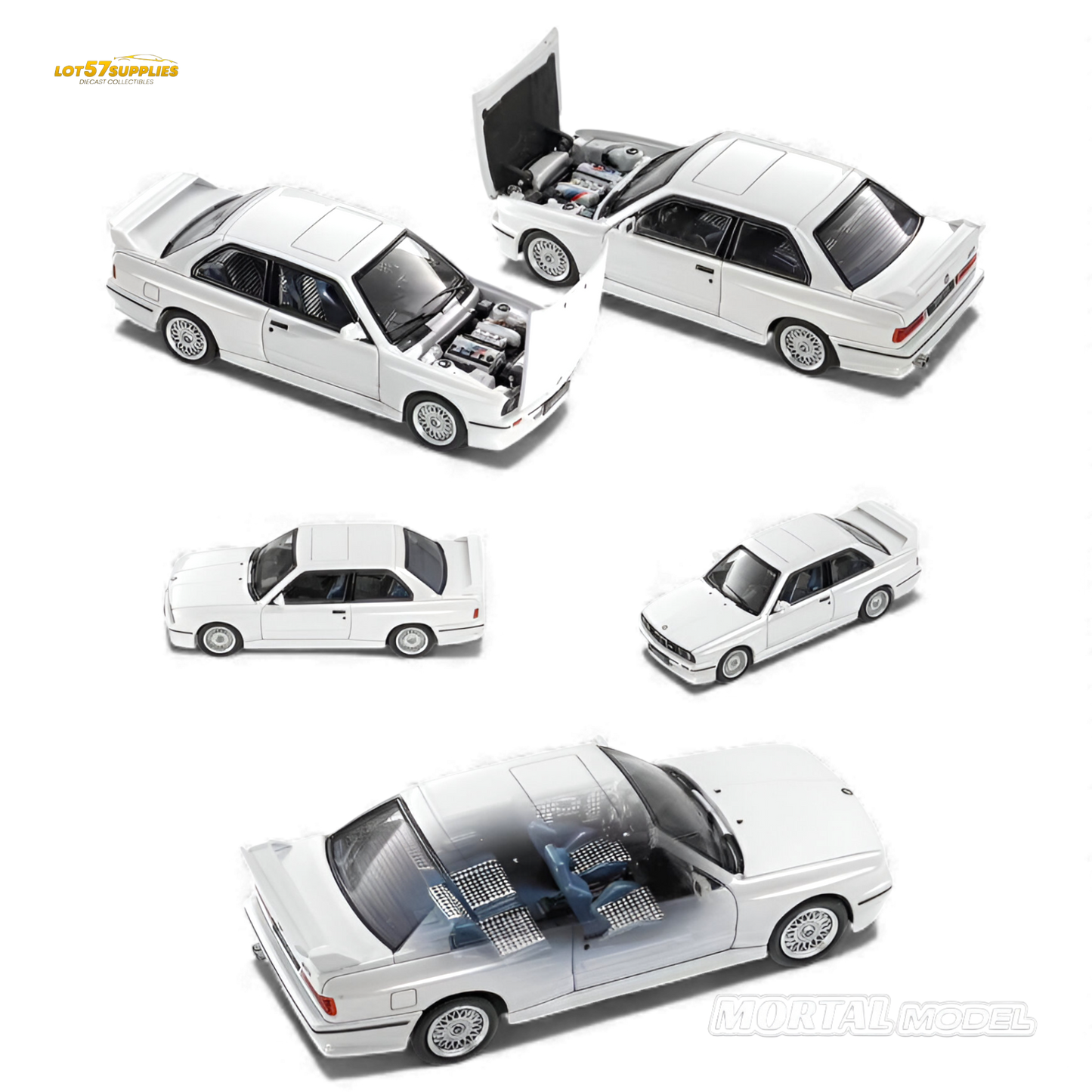 Mortal BMW E30 M3 Sedan Pearl White 1:64
