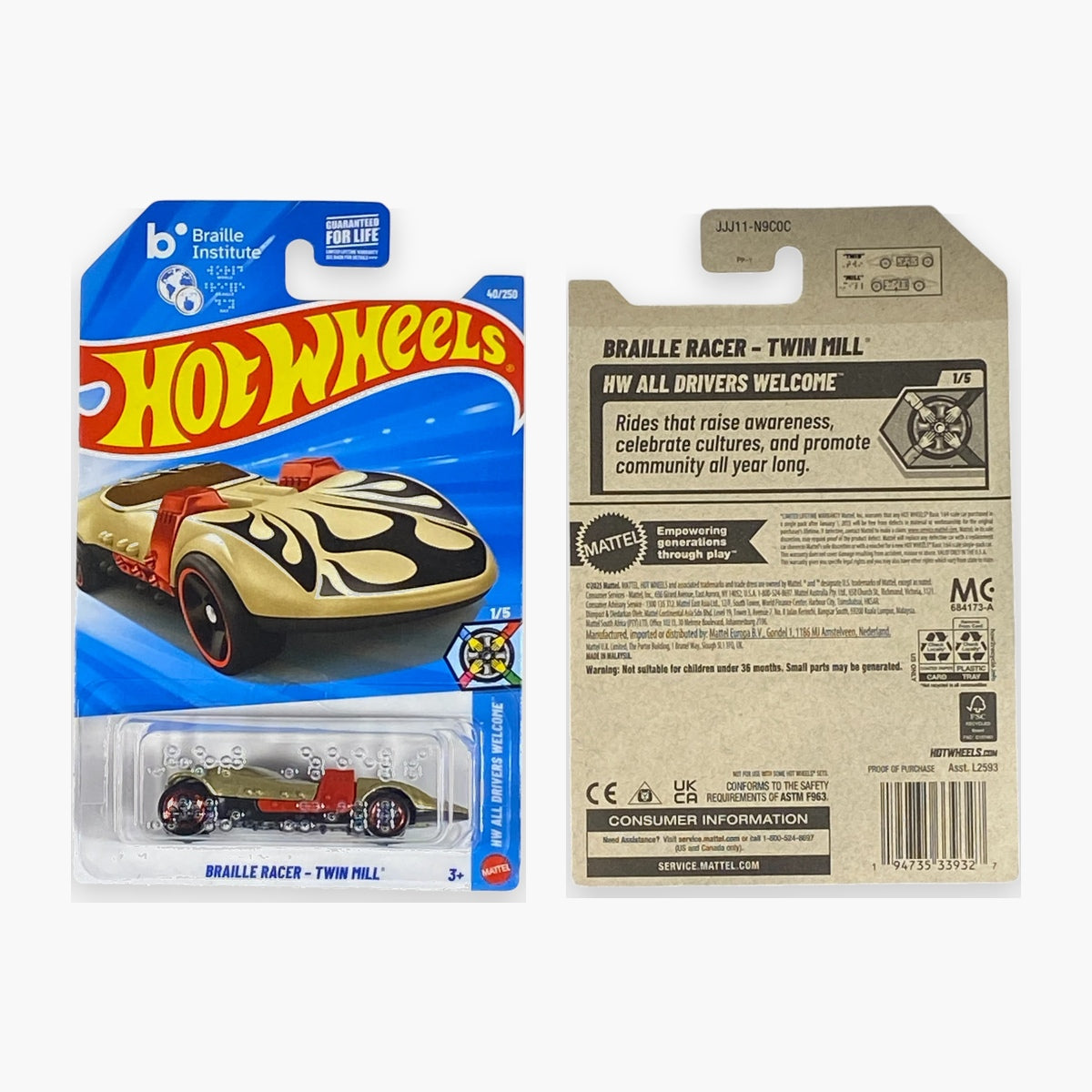 Hot Wheels Braille Racer - Twin Mill | All Drivers Welcome Series 1/5