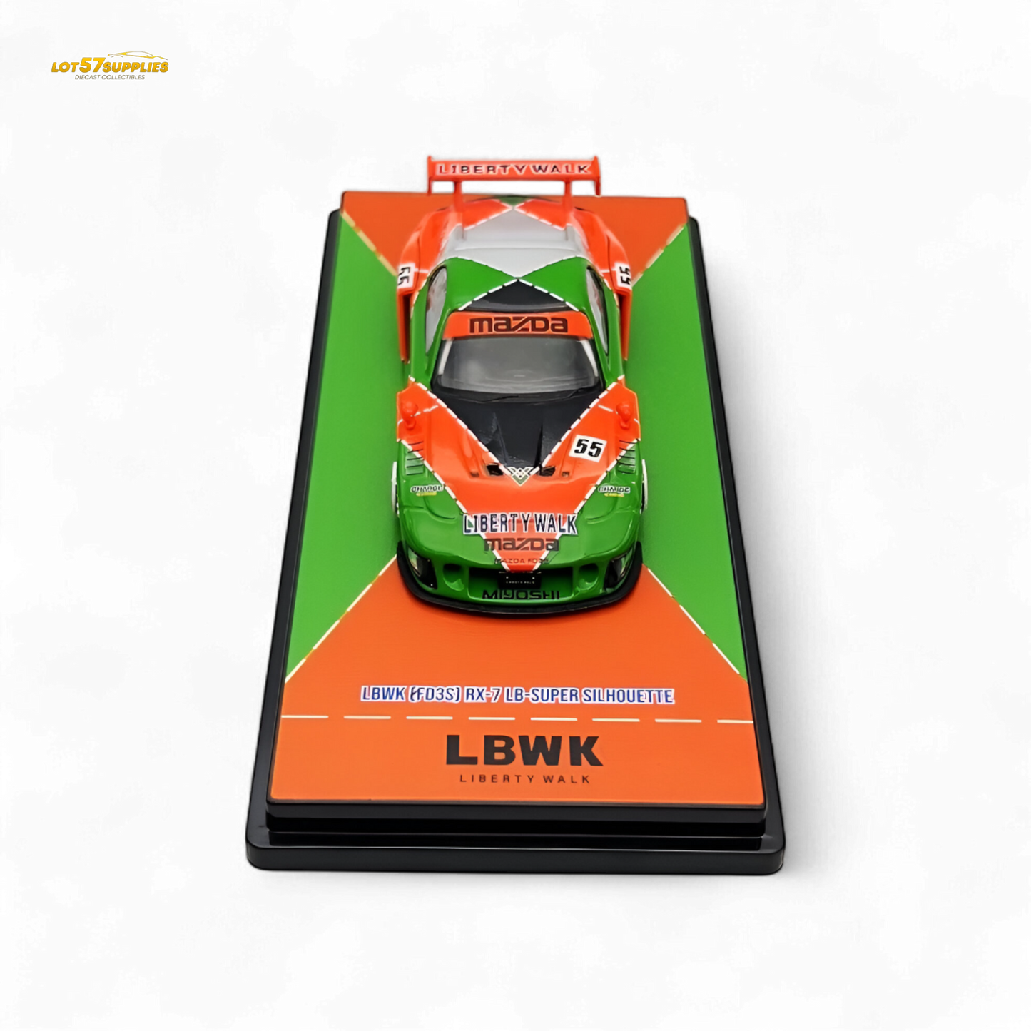 Inno64 Mazda RX-7 LBWK Orange/Green 1:64